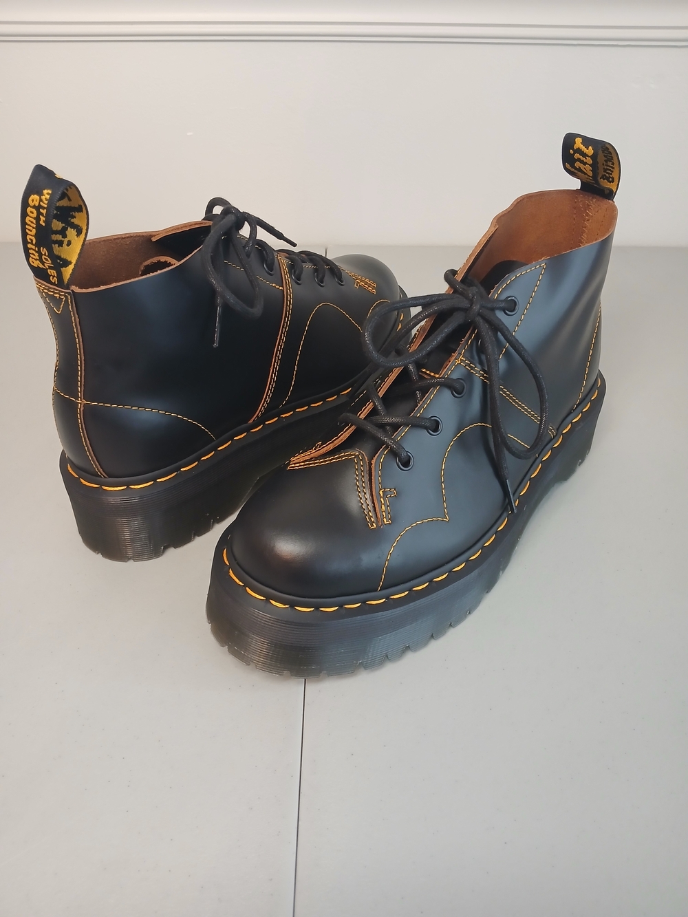 Dr. Martens Church Quad Platform Monkey Leather Boots 11 NWOT Unisex